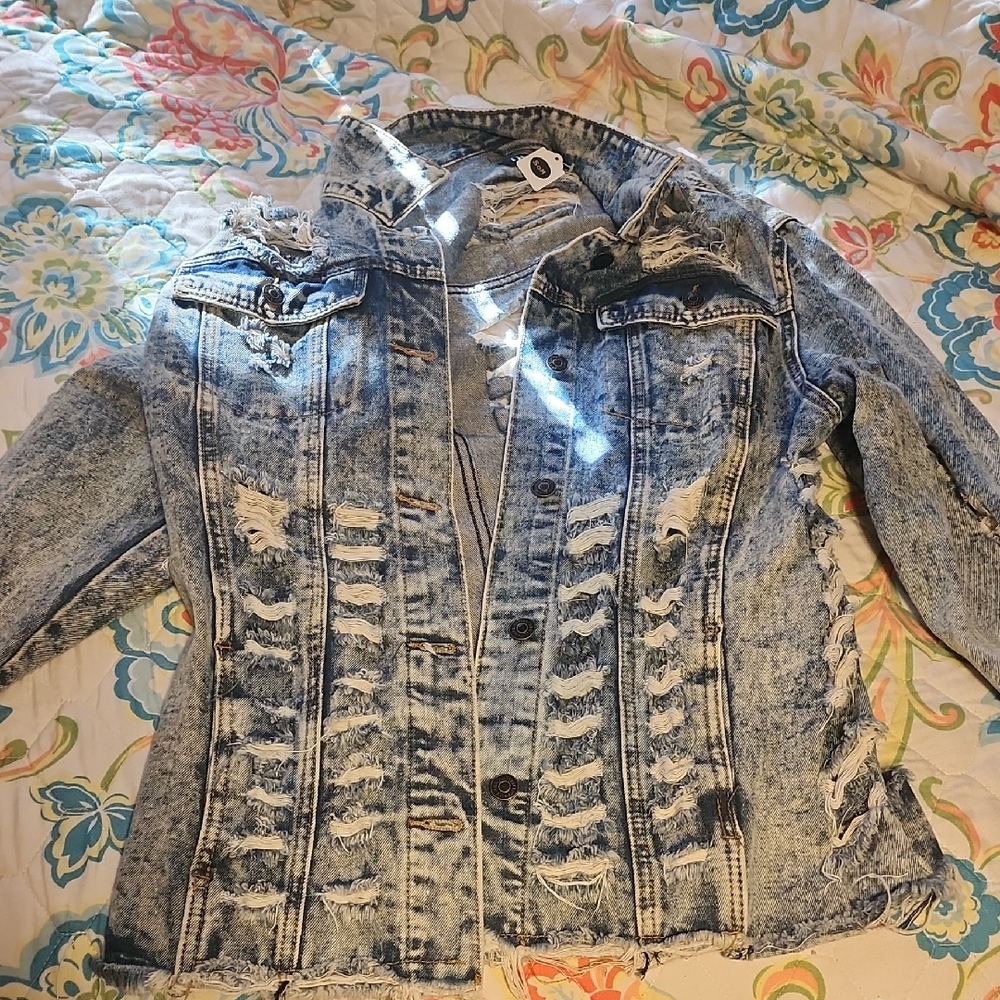 Thrill Light Blue Ripped Denim Jacket